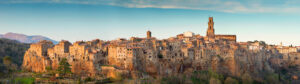 Panorama,Of,Old,City,In,Tuscany,On,Dusk,In,Italy